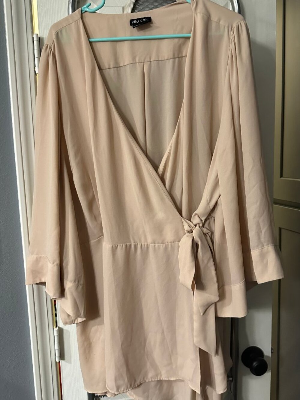 Cream Wrap Tie Blouse